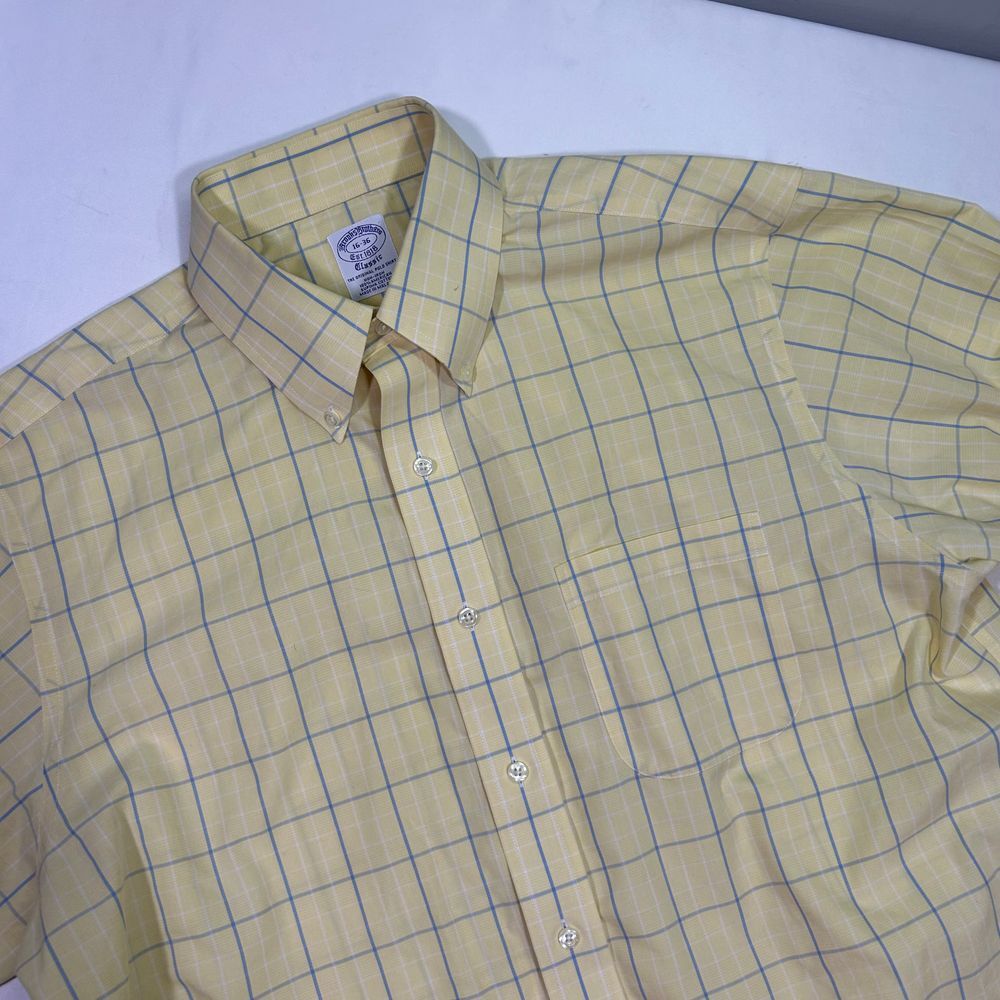 Brooks Brothers Classic Yellow Windowpane‎ Check Button-Down Dress Shirt